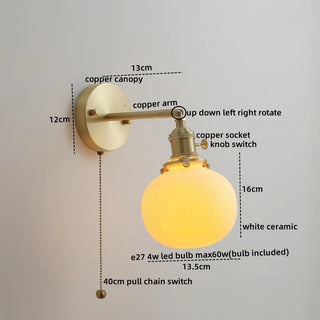 Celako™ Aesona Wall Light | Glass Copper Bedroom Lighting