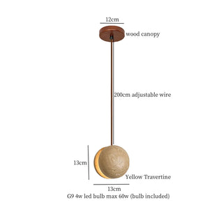 Celako™ Heliolith Pendant Light | Yellow Travertine Kitchen Island Lighting