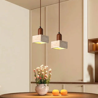Celako™ Ishigiri Pendant Light | Yellow Travertine Bedroom Lighting