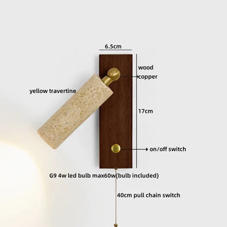 Celako™ Tavera Wall Light | Yellow Travertine Bedroom Lighting