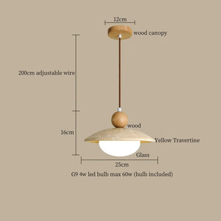 Celako™ Yugenite Pendant Light | Yellow Travertine Bedroom Lighting