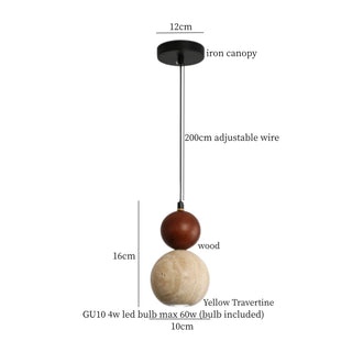 Suspension Celako™ Travolune | Éclairage d'îlot de cuisine en bois travertin jaune