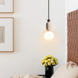 Celako™ Porosus Pendant Light | Stone Yellow Travertine Bedroom Lighting