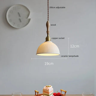 IWHD Butterfly Ceramic LED Pendant Lamp Beside Wooden Handle Copper Socket Home Decor Bedroom Dining Lving Room Light Hanglamp