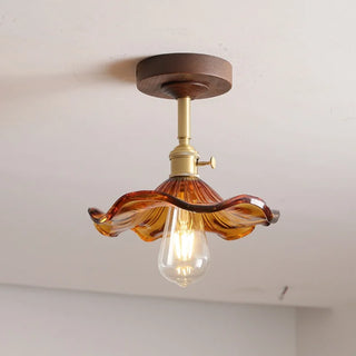 Celako™ Verdin Ceiling Light | Copper Glass Wood Living Room Lighting