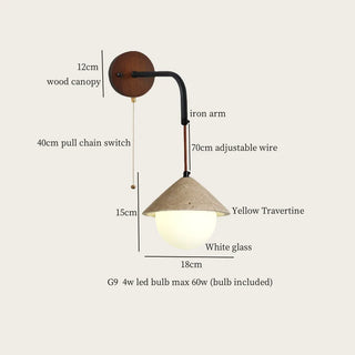 Celako™ Traluna Wall Light | Yellow Travertine Living Room Lighting