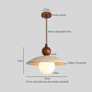 Celako™ Sferato Pendant Light | Yellow Travertine Dining Room Lighting