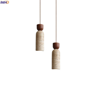 Celako™ Yugenite Pendant Light | Yellow Travertine Bedroom Lighting