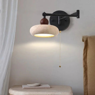 Celako™ Ochretta Wall Light | Yellow Travertine Swing Long Iron Arm Living Room Lighting