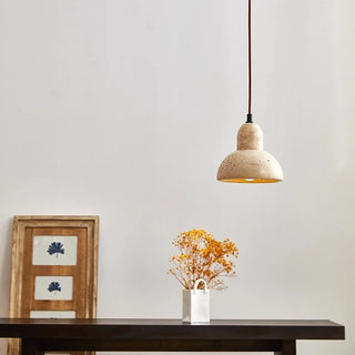 Celako™ Lapideus Pendant Light | Yellow Travertine Living Room Lighting