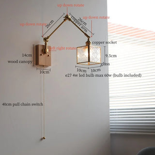 Celako™ Cupreau Wall Light | Copper Glass Bedroom Lighting