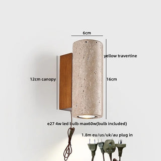 Celako™ Tavera Wall Light | Yellow Travertine Bedroom Lighting