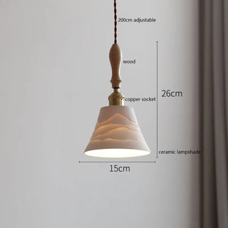 IWHD Butterfly Ceramic LED Pendant Lamp Beside Wooden Handle Copper Socket Home Decor Bedroom Dining Lving Room Light Hanglamp