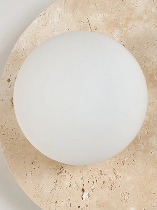 Celako™ Rotunda Wall Light | Yellow Travertine Glass Bedroom Lighting