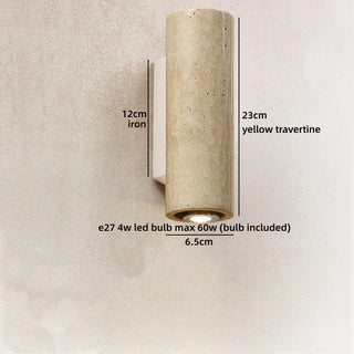 Applique murale Celako™ Sabiterra | Luminaire de salon en pierre de travertin jaune
