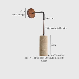 Celako™ Terreluna Wall Light | Yellow Travertine Bedroom Lighting