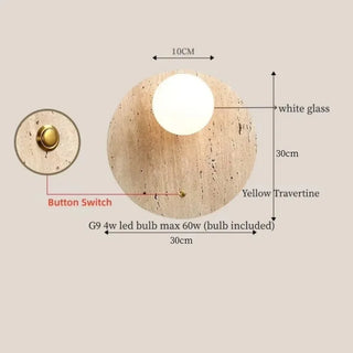 Celako™ Lumilapis Wall Light | Yellow Travertine Bedroom Lighting