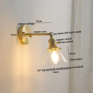 Celako™ Aesona Wall Light | Glass Copper Bedroom Lighting