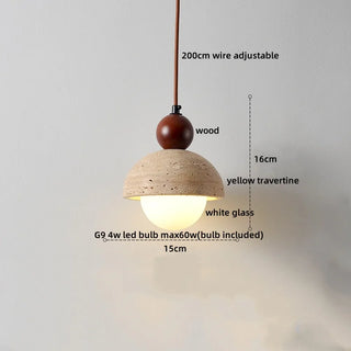 Celako™ Tiverno Pendant Light | Yellow Travertine Wabi Sabi Style Bedroom Lighting