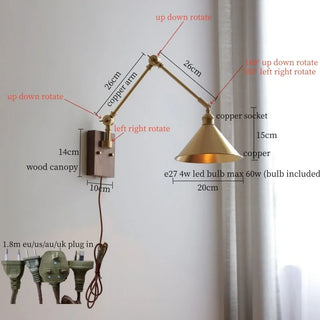 Celako™ Umberon Wall Light | Copper Wood Nordic Minimalism Bedroom Lighting
