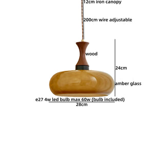 Celako™ Ambrisa Pendant Light | Amber Glass Dining Room Lighting