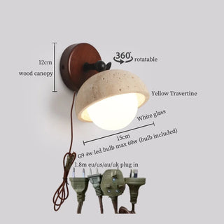 Celako™ Aurevane Wall Light | Yellow Travertine Bedroom Lighting