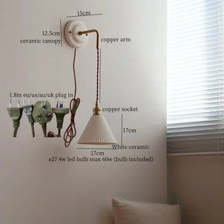 Celako™ Plissea Wall Light | Ceramic Bedroom Lighting
