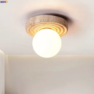 Celako™ Alabastro Ceiling Light | Yellow Travertine Glass Living Room Lighting
