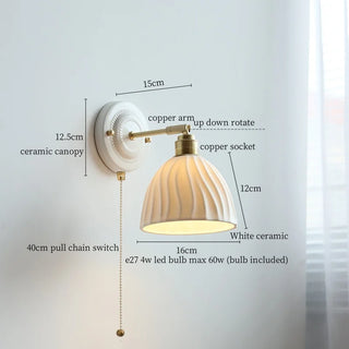 Celako™ Cerado Wall Light | Ceramic Copper Pull Chain Switch Bedroom Lighting