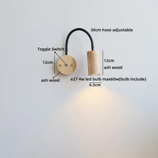 Celako™ Fendari Wall Light | Ash Wood Bedside Lighting