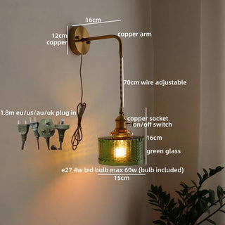 Celako™ Verdira Wall Light | Green Glass Japan Style