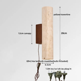 Celako™ Aureti Wall Light | Yellow Travertine Bedroom Lighting