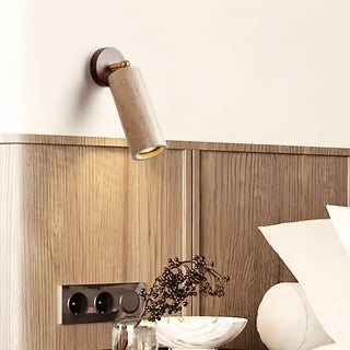Celako™ Auravine Wall Light | Yellow Travertine Stone Bedroom Lighting