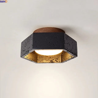 Celako™ Basalith Ceiling Light | Black Travertine Living Room Lighting