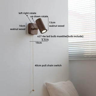 Celako™ Kavara Wall Light | Copper & Walnut Wood Bedroom Lighting