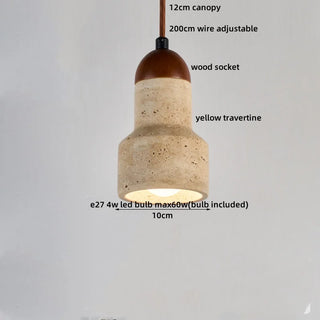 Celako™ Aurimar Pendant Light | Yellow Travertine Stone Bedroom Lighting