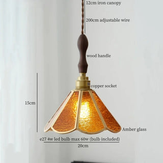 Celako™ Ambrato Pendant Light | Amber Glass French Vintage