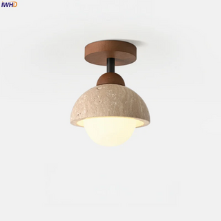 Celako™ Tiverta Ceiling Light | Yellow Travertine Glass Bedroom Lighting
