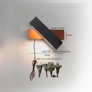Celako™ Pivotra Wall Light | Black Travertine Bedroom Lighting