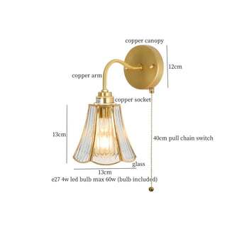 Celako™ Auriton Wall Light | Glass Copper Bedroom Lighting