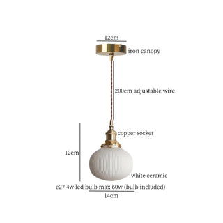 Celako™ Biancera Pendant Light | White Ceramic Bedroom Lighting