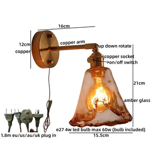 Celako™ Kiyoro Wall Light | Copper Glass Bedroom Lighting