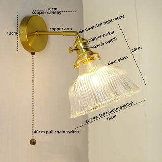Celako™ Aurumis Wall Light | Copper Glass Bedroom Lighting
