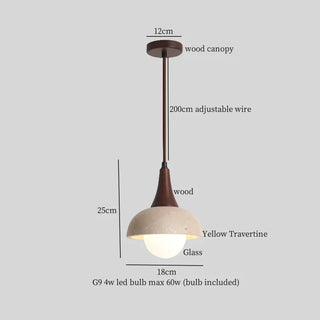 Celako™ Ambrata Pendant Light | Yellow Travertine Bedroom Lighting