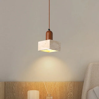 Celako™ Ishigiri Pendant Light | Yellow Travertine Bedroom Lighting