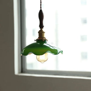 Celako™ Sencha Pendant Light | Green Glass Vintage Japan