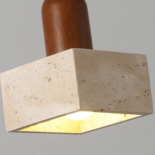 Celako™ Ishigiri Pendant Light | Yellow Travertine Bedroom Lighting