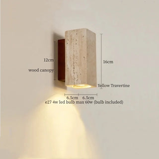 Celako™ Lapidar Wall Light | Yellow Travertine Bedroom Lighting