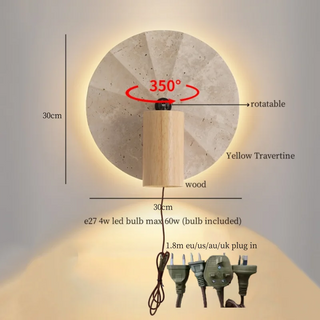 Celako™ Aurivine Wall Light | Yellow Travertine Bedroom Lighting