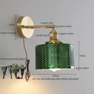 Applique murale Celako™ Cupriva | Luminaire de chambre en verre cuivré